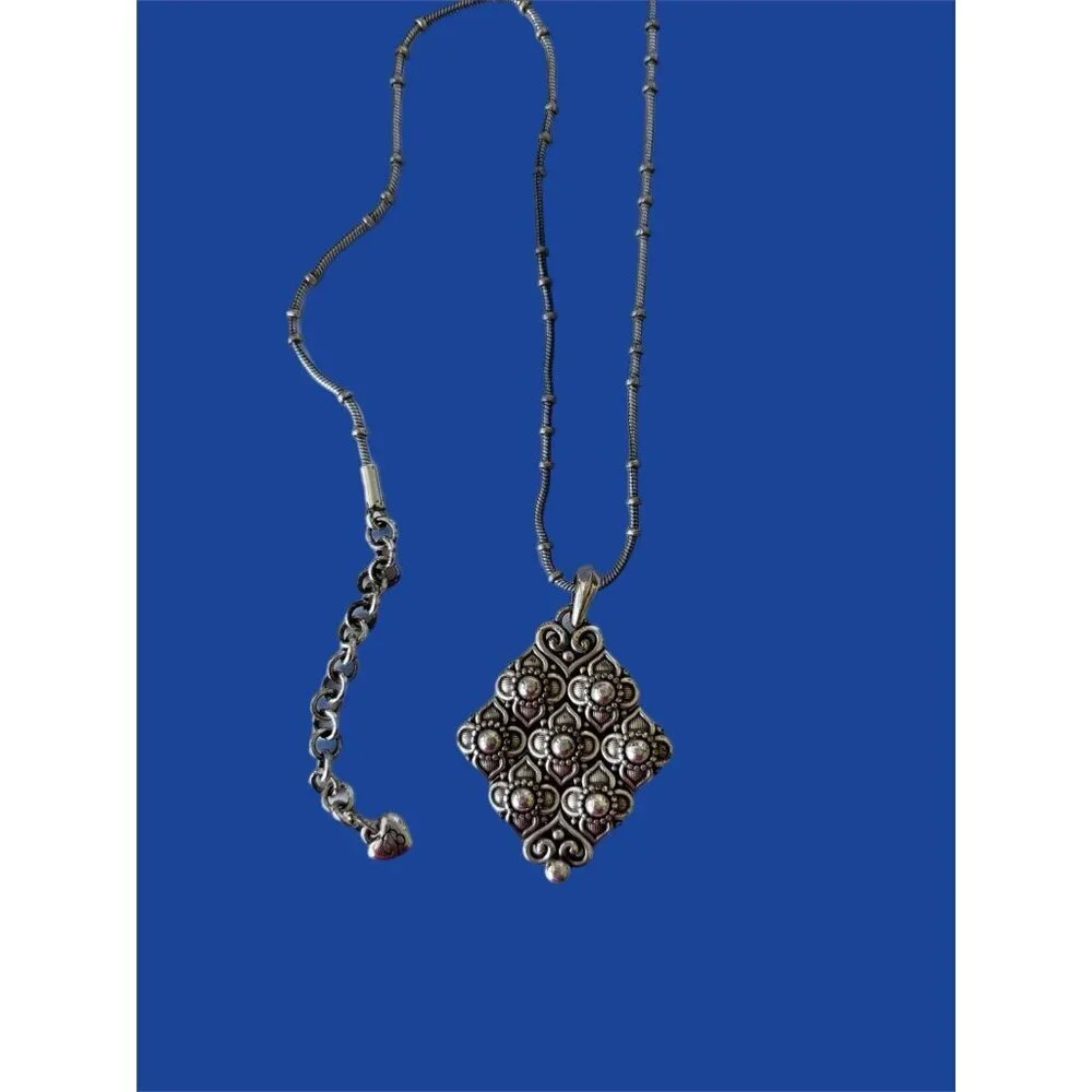 Brighton Fleur de Lis Necklace Silver Tone Swarovski Crystals Fashion/Costume